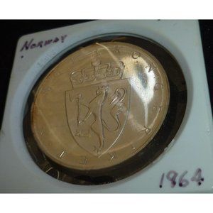 1964 NORWAY 10 KRONER Silver High Grade